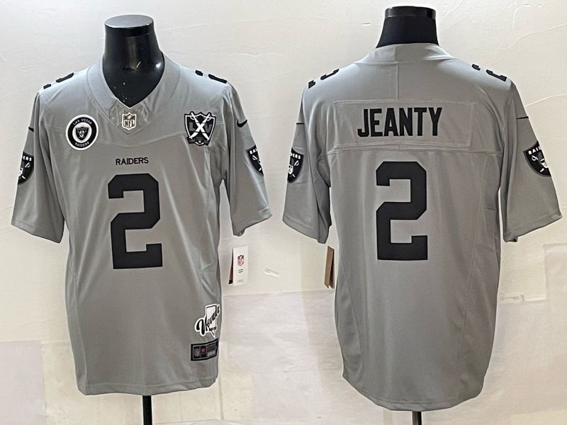 Men 2025 Oakland Raiders #2 Jeanty Grey Retro Third Generation Nike Limited NFL Jersey style 02->oakland raiders->NFL Jersey